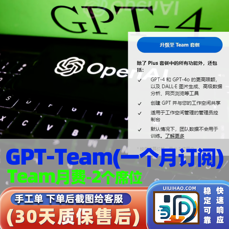 ChatGPT Team 团队版本：2个席位/ 订阅/包月代充