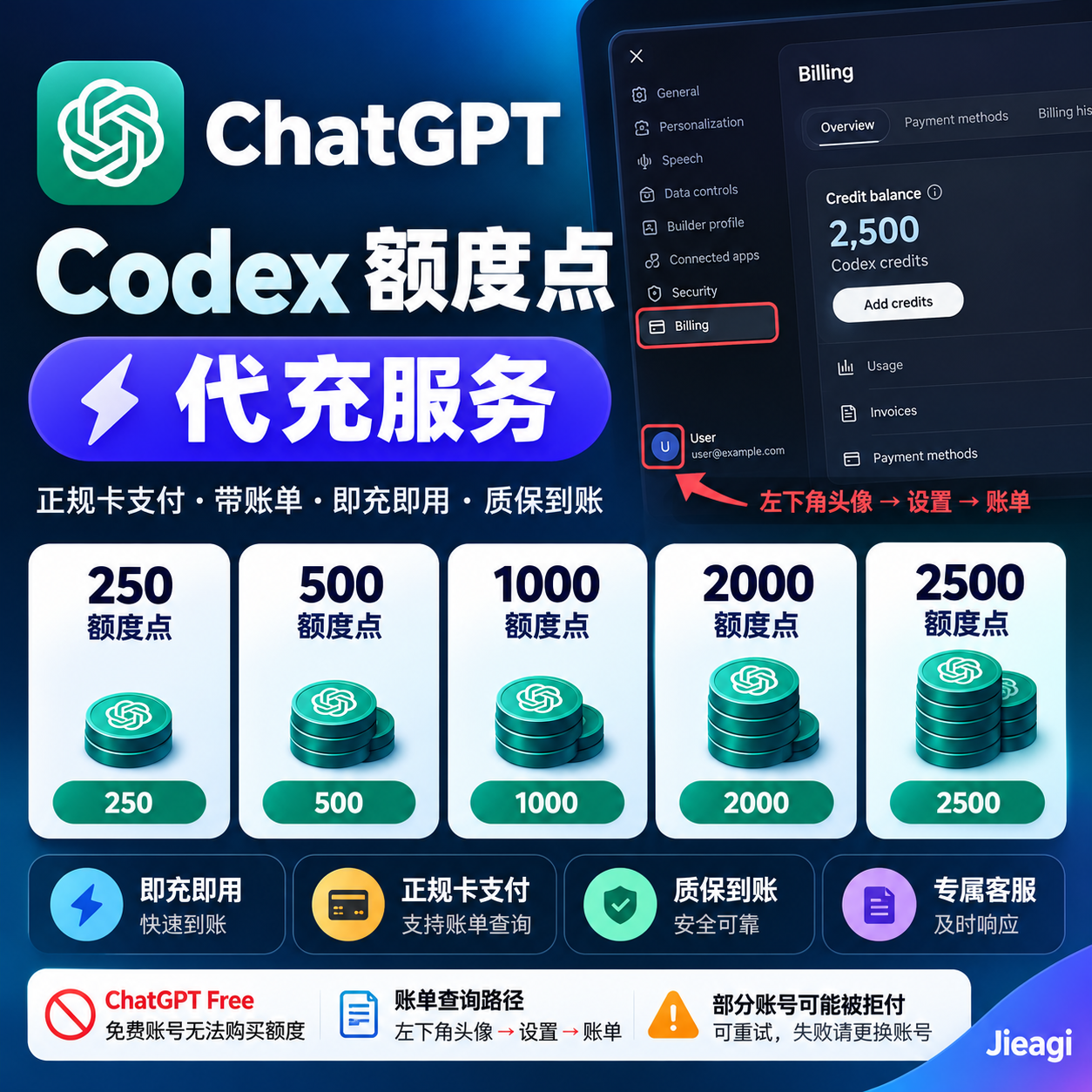 ChatGPT Codex 额度点代充｜即充即用